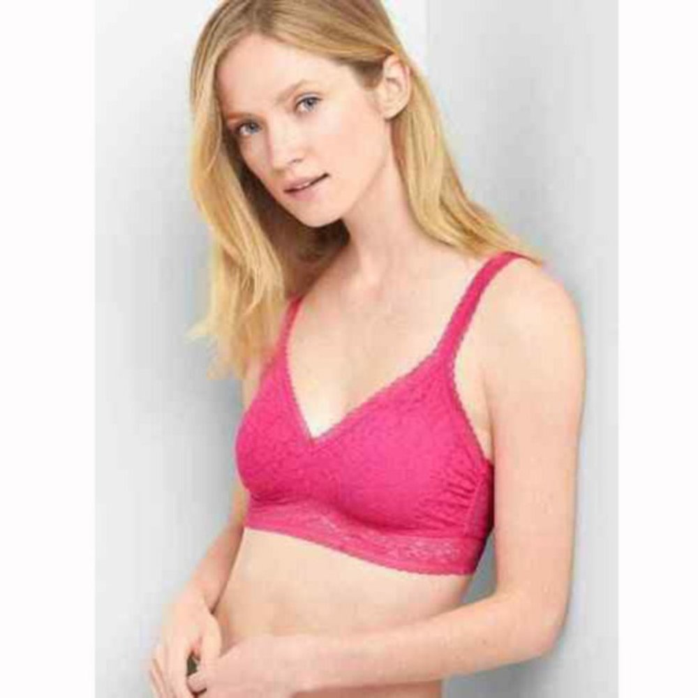 Gap Body Pink Supersoft Lace Pullover Bralette Bra
